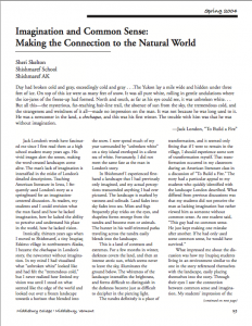 Click to link to the full text of Sheri Skelton's 2004 article, "Imagination and Common Sense: Making the Connection to the Natural World."
