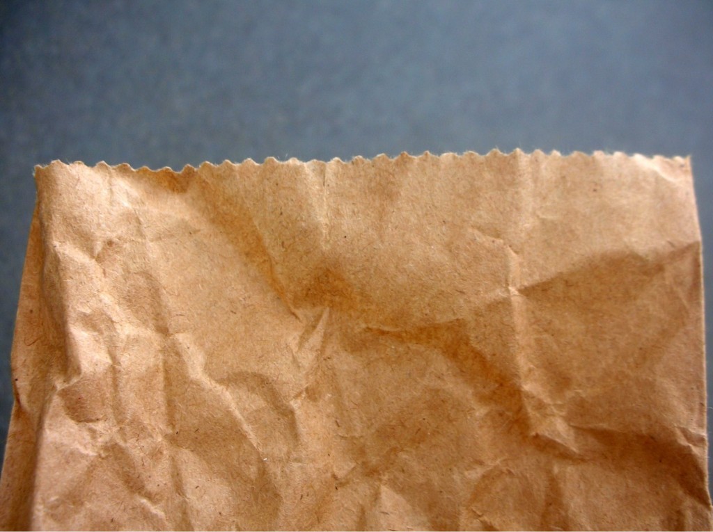 Photo of edge of brown paper bag