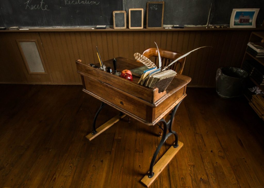Picture of an old teacher's desk