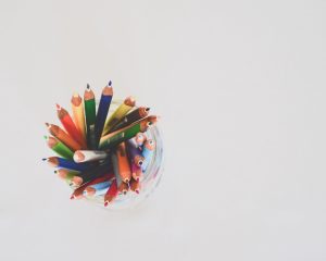 Picture of colored pencils in a cup