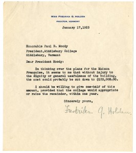 1923 Fredrika Holden Pledge Letter