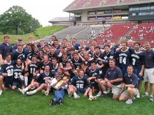 The 2002 Middlebury Panthers after winning their third consecutive NCAA Division III National Championship vs. Gettysburg