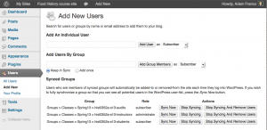 The instructors, students, and audits groups are automatically added to WordPress by the Course Hub.