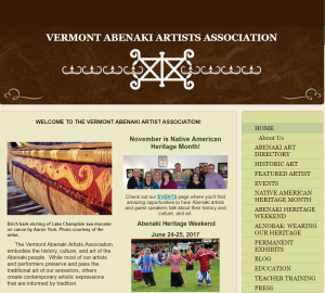 A screenshot from the Vermont Abenaki Artists' Association website
