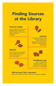 Finding sources at the library infographic