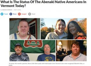 A screenshot from Vermont Public Radio's reporting on the Abenaki people with 6 people pictured