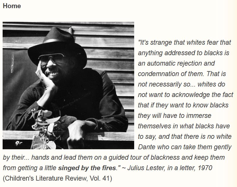 A screenshot featuring an image of late author Julius Lester (1939-2018). 