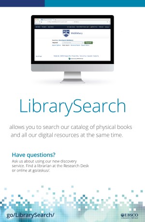 LibrarySearch allows you to search our catalog of physical books and all our digital resources at the same time.