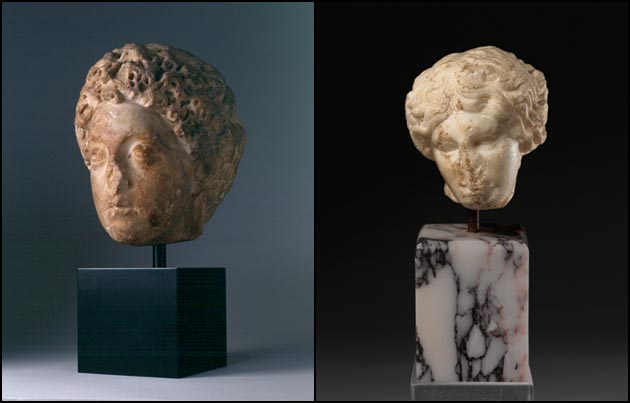 Portrait of Commodus as Crown Prince; Head of a Wounded Amazon