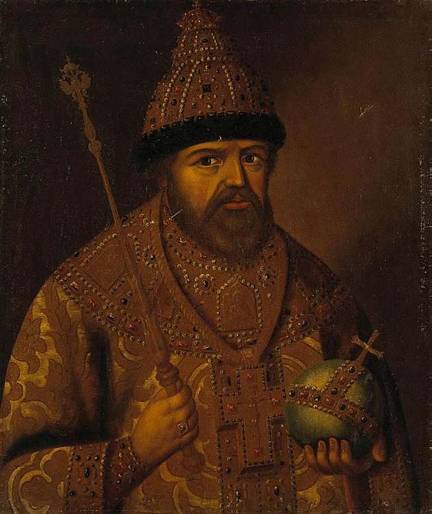 Portrait of Tsar Aleksei with scepter and globus cruciger
