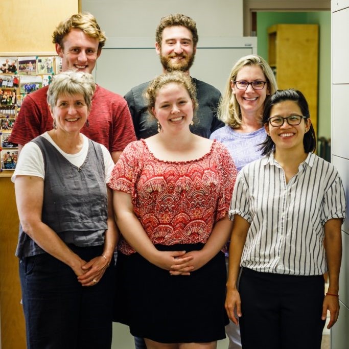 Five staff members and one student intern pose at Open Door Clinic