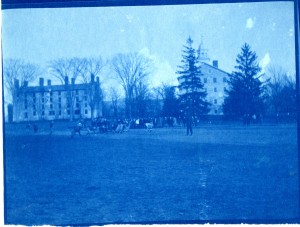A football game in 1900. Note the large elms along the west side of Painter Hall. 