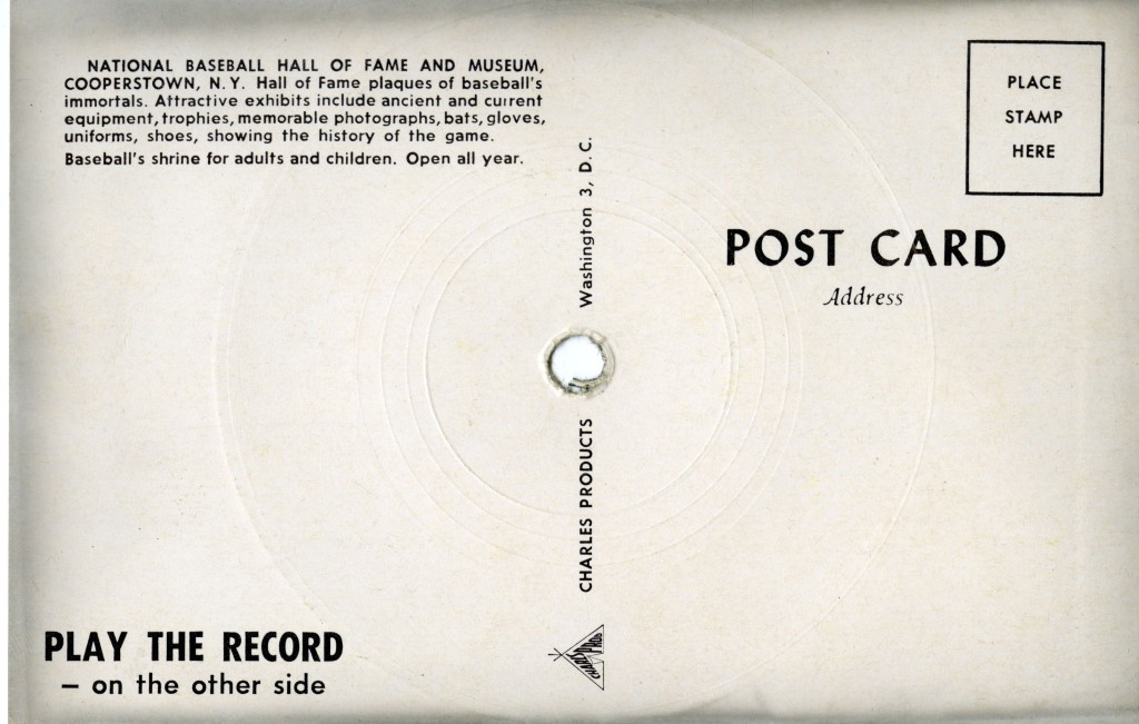 Baseball Hall of Fame "record" post card.