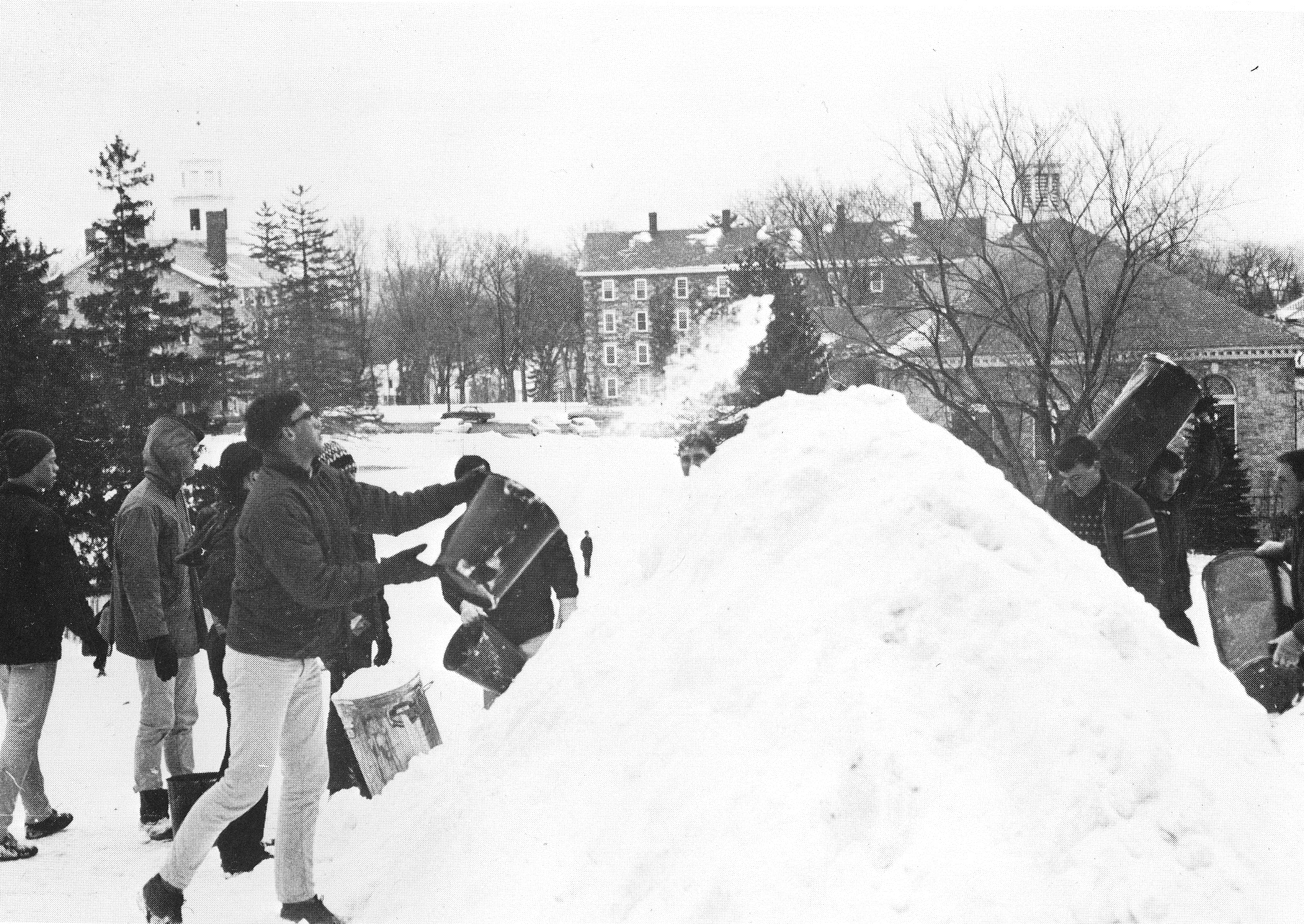 Making a snow pile, 1964