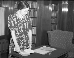 Viola White in Starr Library 