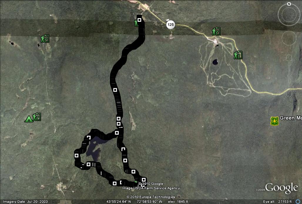 Google Earth projection of Sugar Hill reservoir loop