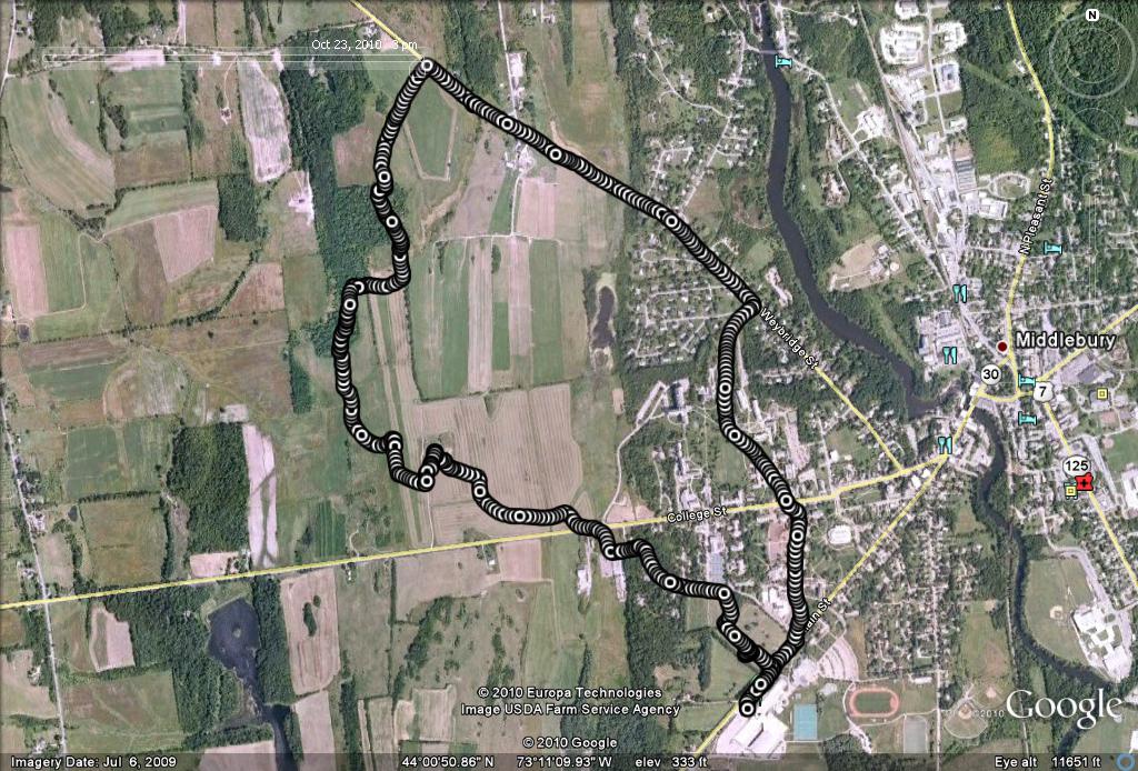 GPS track of the route