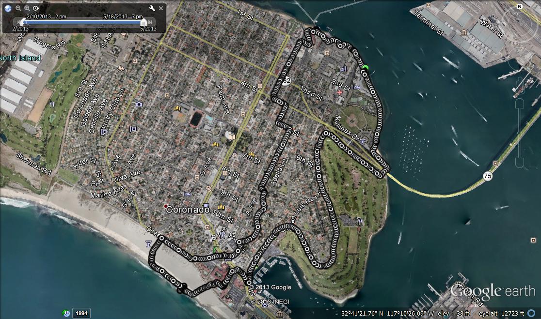 Google Earth of Coronado Island run