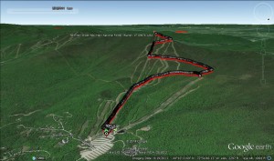Google Earth of the Run up Mt Ellen