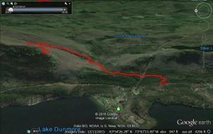 Google Earth projection of the Rattlesnake Cliff run