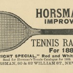Tennis racket advertisement, 1890 Kaleidescope.