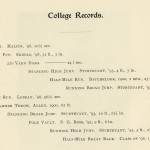 College records for track and field in the 1900 college yearbook.