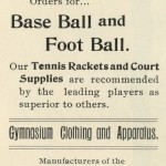 Sporting goods advertisement from the college yearbook for 1900.