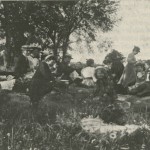 Photograph of picnicking students, early 1900s.