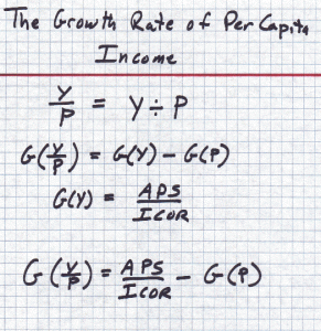 Relation to the Harrod-Domar Model The Coal;e- Hoover modelwas developed by Ainsey Coale and Edgar Hoover to explain the effect of rapid population growth in low-income countries like India. In both the Harrod-Daomar model and the Coale-Hoover Model, the growth rate of GDP per capita is equal to the APS/ICOR minus G(P), the growth rate of population. If the population growth rate were constant, there would be no difference between the two models.