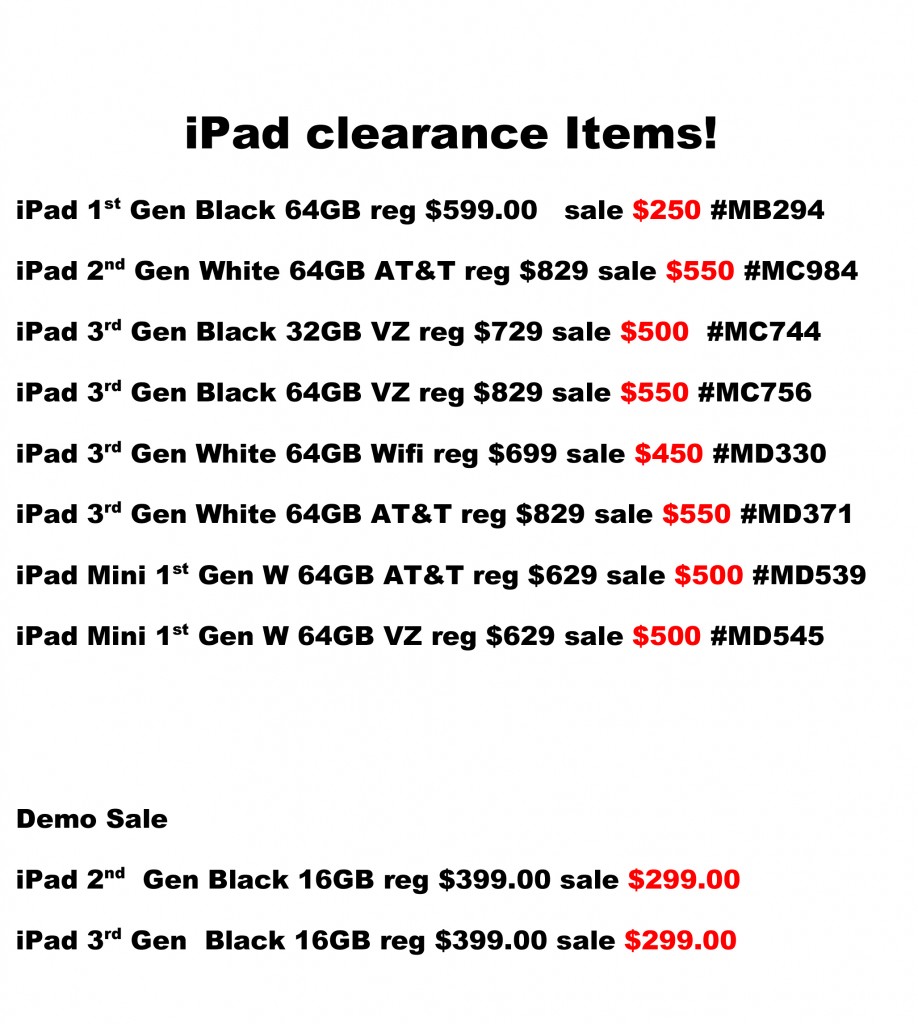 iPad clearance Items