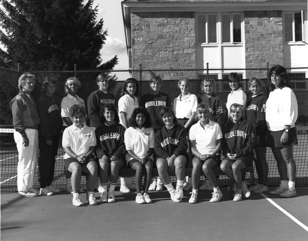 The 1988 Women's Tennis Team Photo with head coach Gail Smith 