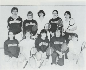 The 1987 Women's Squash team. (Kaleidoscope, 1987, page 123)