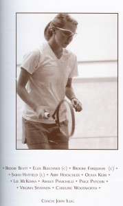 One of the 2007-2008 season players about to serve the ball. Photo taken from the 2008 Kaleidoscope (page 37)