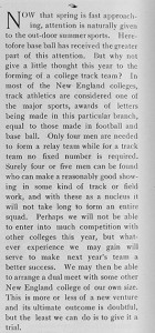 A 1909 article calling interested students to form a track team for competition with other institutions.